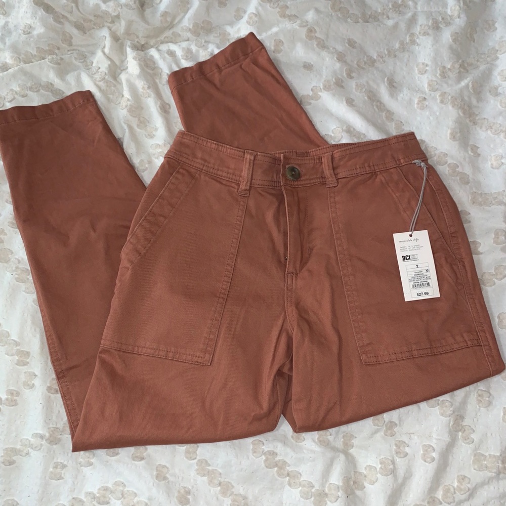 burnt orange khaki material pants from target